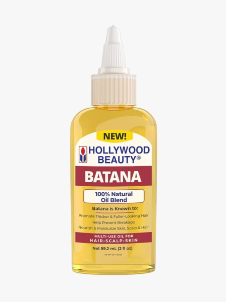 Hollywood Beauty Batana Oil in branded component on a light gray background