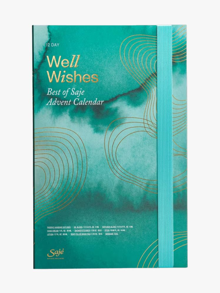 Saje Natural Wellness Well Wishes Best of Saje Advent Calendar in branded component on a light gray background